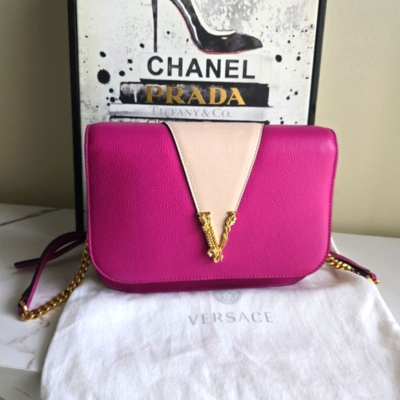 Versace Handbags - Versace Virtus Leather Crossbody Bag